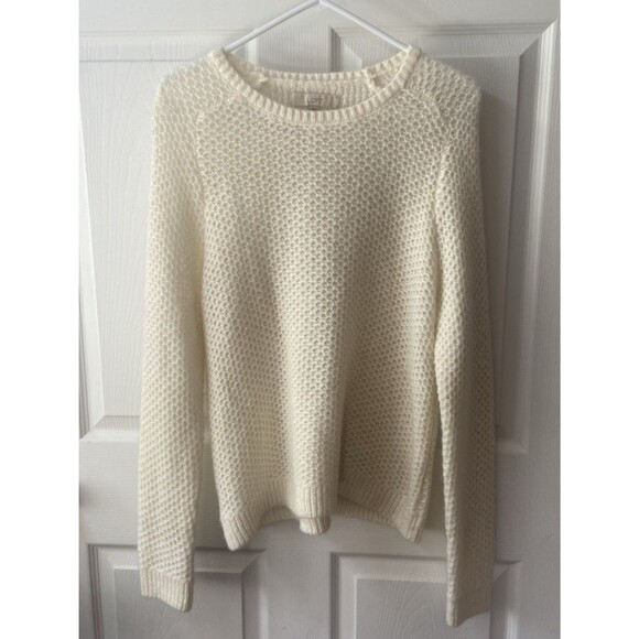 LOFT Sweaters - Pull Over Sweater Open Double Knit Round Neck Cream Womens Medium